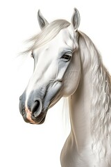 Obraz na płótnie Canvas white horse portrait on white background