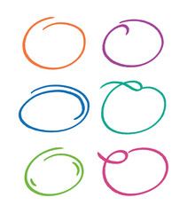 hand drawn colorful ellipse symbols set