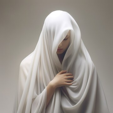 Generative ai portrait of a woman covered by a veil