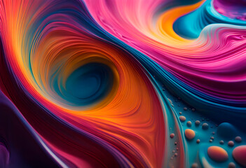 Liquid wallpaper, abstract 3D background with paint bubbles flow wave - obrazy, fototapety, plakaty