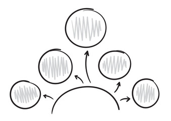 hand drawn diagram template. five steps doodle diagram template