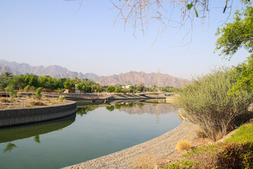 river in the park of Dubai mountain region