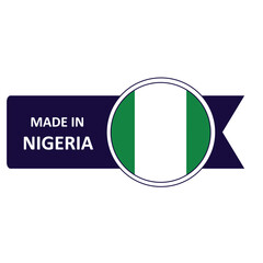 Made In Nigeria. Flag, banner icon, design, sticker