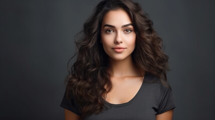 Naklejka premium Portrait of a woman with black hair - generative ai