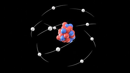 atomic model 3d illustration electron orbital spinning. can be used to explain electronic configuration, particle physics or radioactive energy fusion or fission - obrazy, fototapety, plakaty