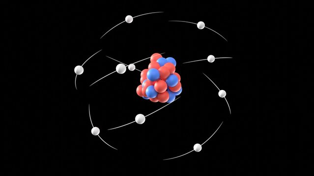atomic model 3d illustration electron orbital spinning. can be used to explain electronic configuration, particle physics or radioactive energy fusion or fission