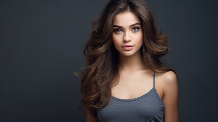 Fototapeta premium Woman portrait on dark background - generative ai