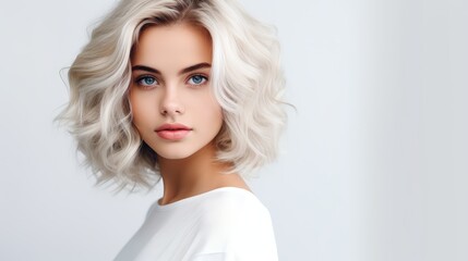 Fototapeta premium Woman portrait on white background - generative ai