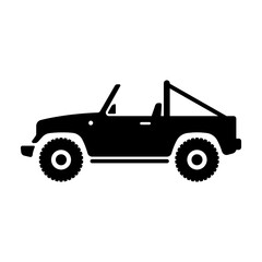 SUV icon. Off-road vehicle. Black silhouette. Side view. Vector simple flat graphic illustration. Isolated object on a white background. Isolate.