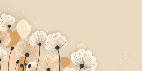 Beautiful abstract beige and white simple doodle cartoon floral design background. beautiful Generative AI AIG32