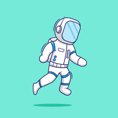 Flat design floating astronaut cartoon vector illustration icon mascot. futuristic technology concept