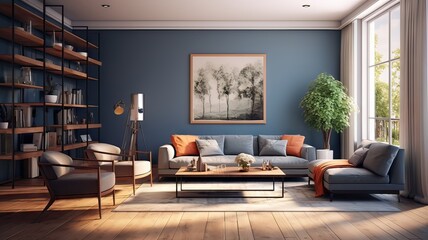 living room interior decoration with natural light, interior concept