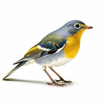Northern parula bird isolated on white background.