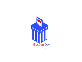 Presidential Election Day Vote Box. American Flag's Symbolic Elements - Red Stripes and White Stars.