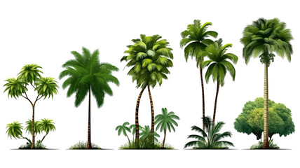 Fototapeta premium set tree tropical isolated on transparent background