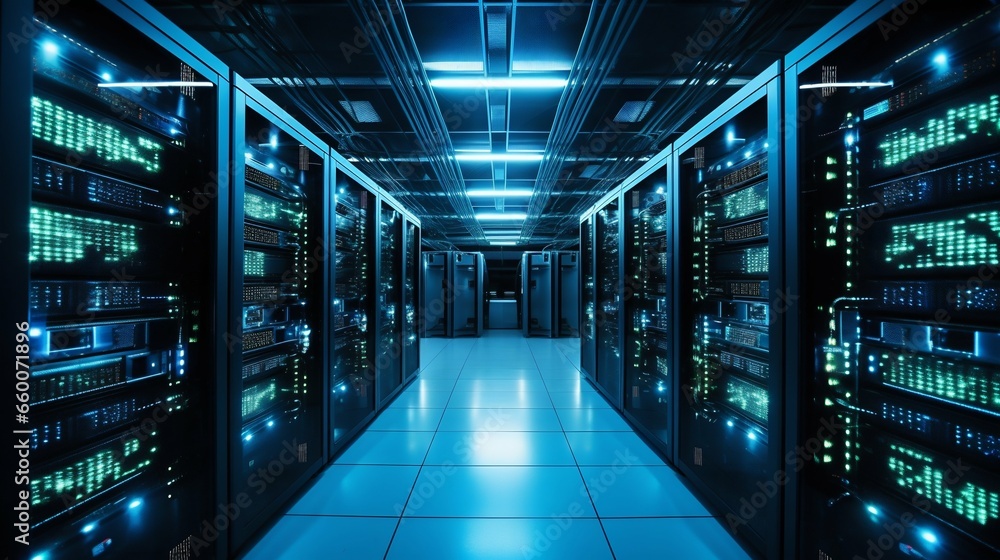 Aufkleber digital fortress: the pulse of a modern data center. generative ai