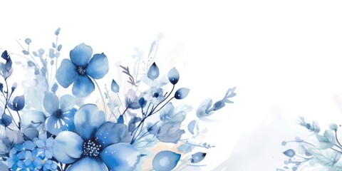 Beautiful abstract blue watercolor floral design background. beautiful Generative AI AIG32 - obrazy, fototapety, plakaty