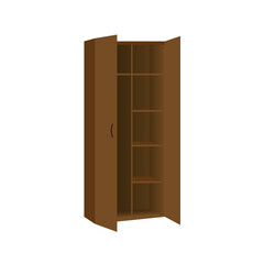 Vector illustration of cartoon wardrobe isolated on white background