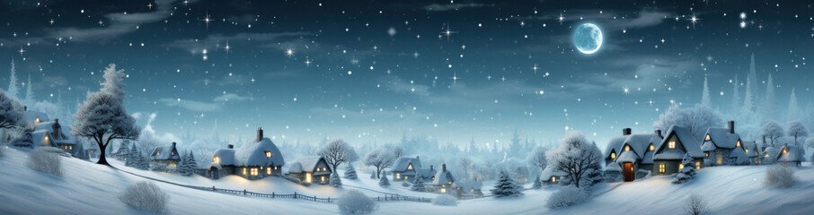 Enchanting Christmas Banner with Snowflakes: Winter Wonderland Festivity. Generative AI