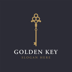 Obraz premium Retro luxury home or hotel or real estate key template logo with creative idea.