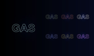 A set of neon gas text symbols. Set of different color symbols, faint neon glow. Vector illustration on black background