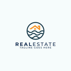 Real Estate Logo Design with Minimalist Style, House Builder Logo Template