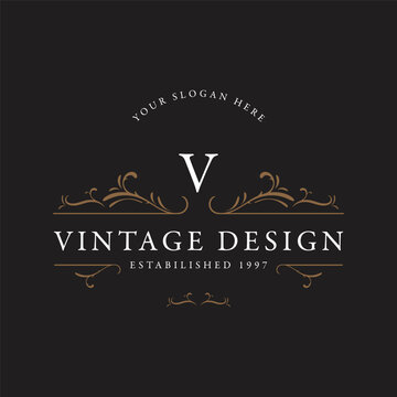 Luxurious monogram ornament logo design in retro vintage style. Logo for labels, restaurants, businesses, hotels.