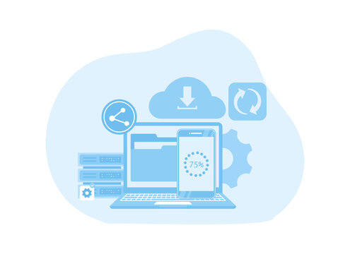 Data Synchronize Concept Flat Illustration