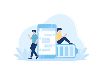 Smartphone battery performance concept flat illustration