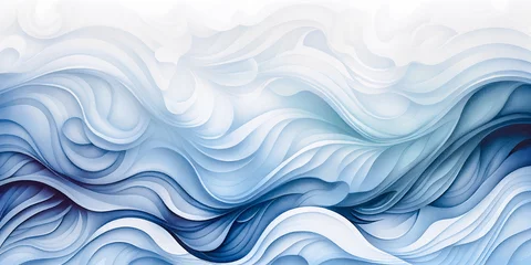 Foto op Aluminium Blue and white abstract ocean wave texture. Banner Graphic Resource as background for ocean wave abstract graphics. Winter water wavy texture for web mobile backdrop. Cold weather travel illustration  © Vita