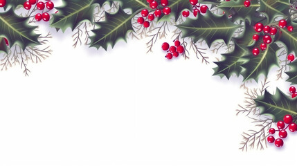 Send warm holiday wishes with this beautifully designed Christmas card featuring holly and berries. Perfect for festive greetings.