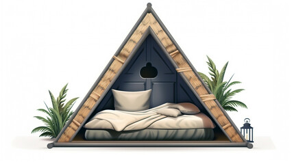 Opt for a classic A-frame dog house as the perfect pet shelter, offering an outdoor dwelling and stylish canine retreat with a traditional design.