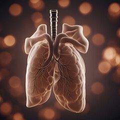 Human lungs on a bokeh background. 3D illustration. - obrazy, fototapety, plakaty
