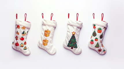 Quirky handmade Christmas stockings, adding a touch of festive charm and uniqueness to your holiday decor.