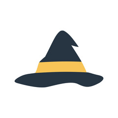 Minimal vector illustration of witch hat for halloween. Hat icon, logo, symbol, design element