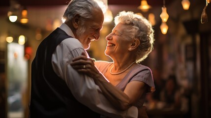 Fototapeta na wymiar A senior couple dancing, embodying love, vitality