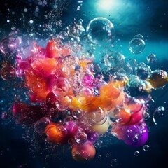 Fireworks underwater bubbles explosion hyper-chro Ai generated art