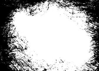 Obraz premium Grunge border vector texture background. Abstract frame overlay. Dirty and damaged backdrop. Vector graphic illustration with transparent white. EPS10.