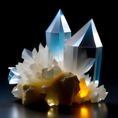 Elegance in Crystal Form. Exquisite Details Unveiled in the Macro World of Quartz Formation. AI-generated content
