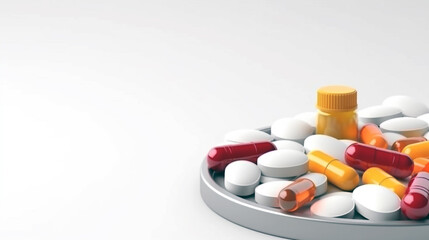 Discover a variety of medications within a pill bottle, each colorful pill serving a vital healthcare purpose.