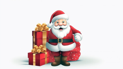 Celebrate the holiday season with Santa Claus and his festive bag filled with gifts and cheer.
