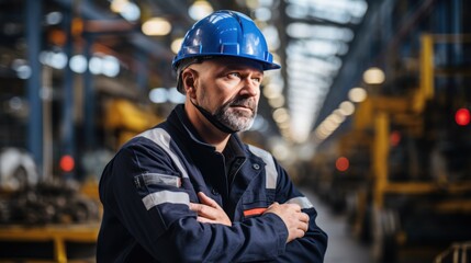 Obraz premium Attractive warehouse worker holding tablet in hand at large warehouse