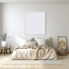 square frame mockup wide angle cozy room created with Generative Ai