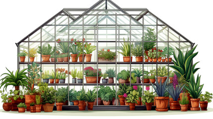 Explore the botanical diversity inside a lush greenhouse filled with a variety of captivating plant species.