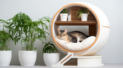 Witness the ultimate feline relaxation in a comfortable condo named "Signi."