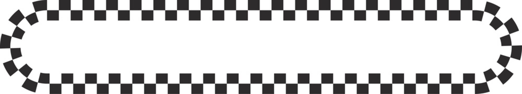 Checkerboard frame. Oval patterns with black and white chess pattern.Y2k geometric shape. Retro groovy illustration
