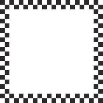 Checkerboard square frame with black and white chess pattern.Y2k geometric shape. Retro groovy illustration