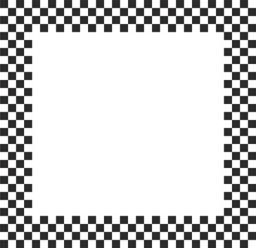 Checkerboard square frame with black and white chess pattern.Y2k geometric shape. Retro groovy illustration