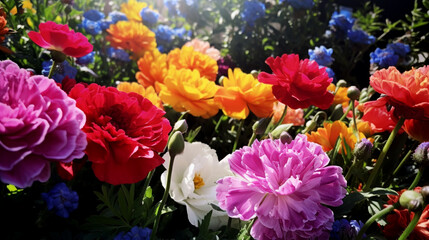 Close-up of nature's floral elegance, with vibrant garden flowers in all their natural beauty.