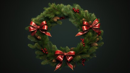 Fototapeta premium christmas wreath with poinsettia